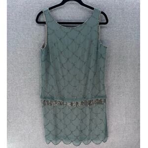 Adriana Papell Women's sz 10 Fishscale Beaded Cocktail NYE Holiday Party Dress